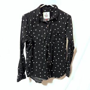 SO - Perfect Shirt - Black w/ White Polka Dot Button Up